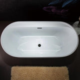 WOODBRIDGE Alacant 67 in. x 31.5 in. Acrylic Flat Bottom Soaking Bathtub with Center Drain and Overflow, White with Matte Black