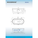 WOODBRIDGE Alacant 67 in. x 31.5 in. Acrylic Flat Bottom Soaking Bathtub with Center Drain and Overflow, White with Matte Black