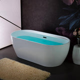 WOODBRIDGE Alacant 67 in. x 31.5 in. Acrylic Flat Bottom Soaking Bathtub with Center Drain and Overflow, White with Matte Black