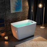 WOODBRIDGE Lakewood 48 in. x 27.5 in. Acrylic Flat Bottom Soaking Bathtub with Reversible Drain in White with Matte Black