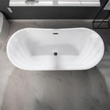 WOODBRIDGE Kimball 67 in. Acrylic FlatBottom Double Slipper Bathtub with Oil Rubbed Bronze Overflow and Drain, White