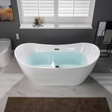 WOODBRIDGE Kimball 67 in. Acrylic FlatBottom Double Slipper Bathtub with Oil Rubbed Bronze Overflow and Drain, White