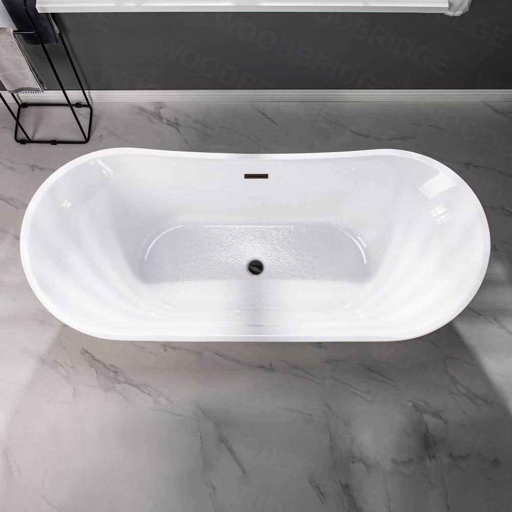 Irvington 71 in. Acrylic FlatBottom Double Slipper Bathtub with Oil-Rubbed Bronze Overflow and Drain Included in White