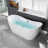 Irvington 71 in. Acrylic FlatBottom Double Slipper Bathtub with Oil-Rubbed Bronze Overflow and Drain Included in White