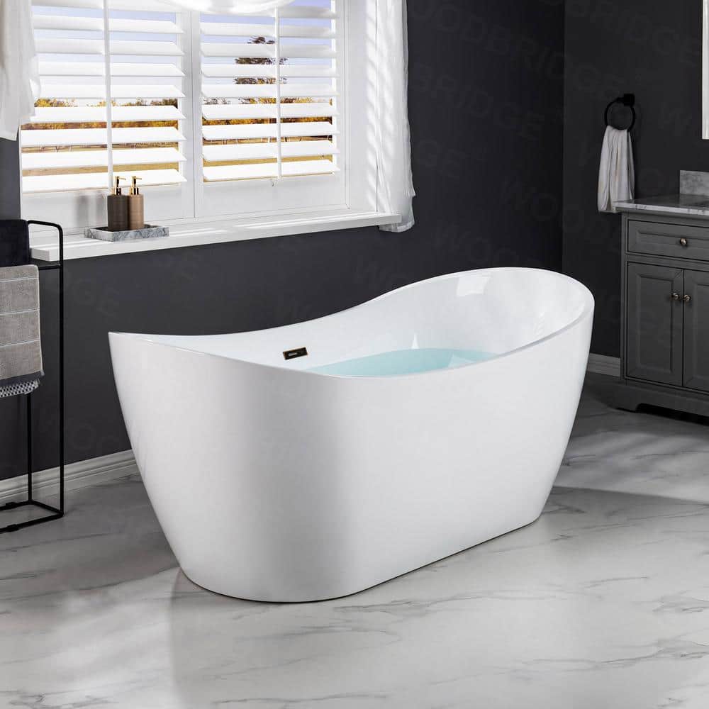 Irvington 71 in. Acrylic FlatBottom Double Slipper Bathtub with Oil-Rubbed Bronze Overflow and Drain Included in White