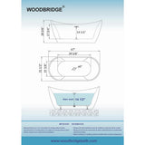 WOODBRIDGE CAHON 67 in. Acrylic Flatbottom Freestanding Double Slipper Soaking Bathtub in White with Oil Rubbed Bronze Drain