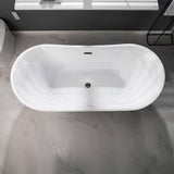 WOODBRIDGE CAHON 67 in. Acrylic Flatbottom Freestanding Double Slipper Soaking Bathtub in White with Oil Rubbed Bronze Drain