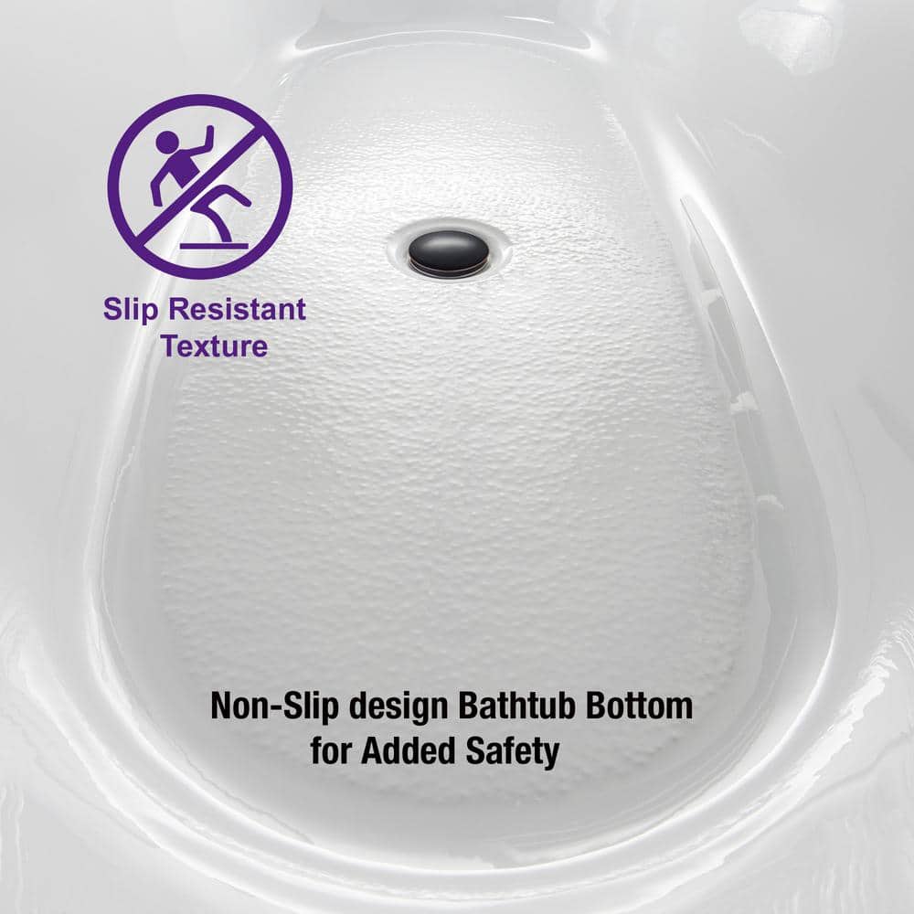 WOODBRIDGE CAHON 67 in. Acrylic Flatbottom Freestanding Double Slipper Soaking Bathtub in White with Oil Rubbed Bronze Drain
