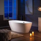 WOODBRIDGE 71 in. Acrylic FlatBottom Double-Ended Freestanding Bathtub, Oil-Rubbed Bronze Overflow & Drain, White