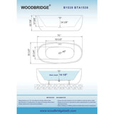 WOODBRIDGE 71 in. Acrylic FlatBottom Double-Ended Freestanding Bathtub, Oil-Rubbed Bronze Overflow & Drain, White