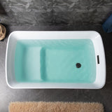 WOODBRIDGE Cube 48 in. x 27.5 in. Acrylic Flat Bottom Soaking Bathtub with Reversible Drain, White with Oil Rubbed Bronze