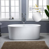 WOODBRIDGE Diana 67 in. Acrylic Freestanding Double-Ended Air Bath Bathtub with Drain & Overflow, White