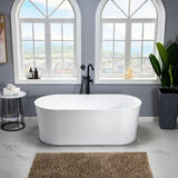 WOODBRIDGE Diana 67 in. Acrylic Freestanding Double-Ended Air Bath Bathtub with Drain & Overflow, White