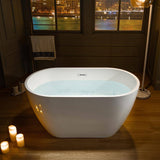 WOODBRIDGE 48 in. Acrylic Flatbottom Freestanding Bathtub in White with Polished Chrome Drain and Overflow