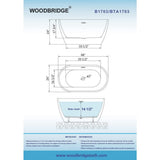 WOODBRIDGE 48 in. Acrylic Flatbottom Freestanding Bathtub in White with Polished Chrome Drain and Overflow