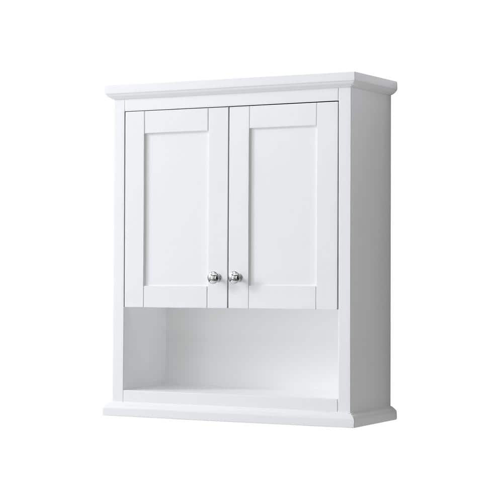 Wyndham Collection Avery 25 in. W Bathroom Wall Cabinet in White