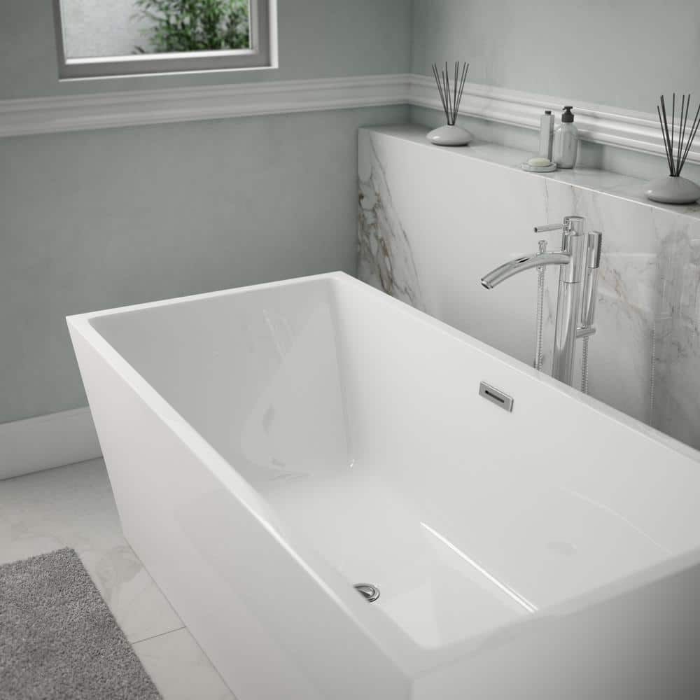 Wyndham Collection Sara 67 in. Acrylic Freestanding Soaking Tub in White