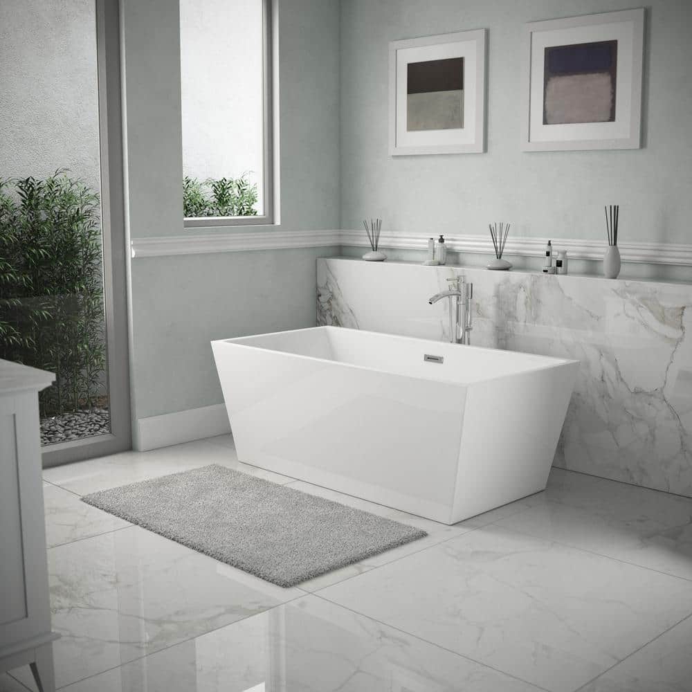Wyndham Collection Sara 67 in. Acrylic Freestanding Soaking Tub in White