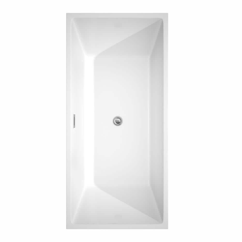 Wyndham Collection Sara 67 in. Acrylic Freestanding Soaking Tub in White