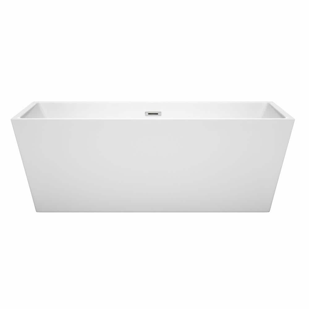 Wyndham Collection Sara 67 in. Acrylic Freestanding Soaking Tub in White