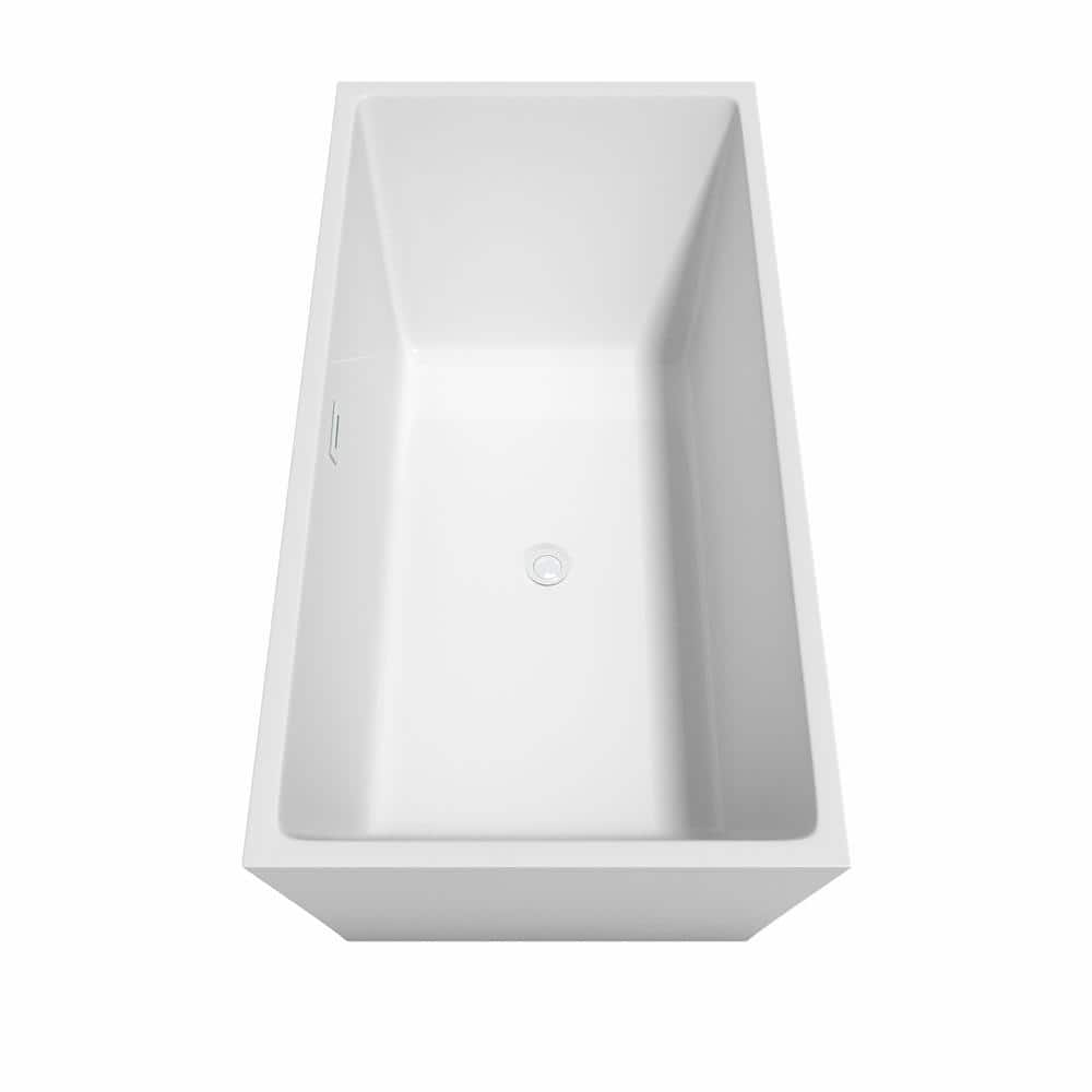 Wyndham Collection Sara 63 in. Acrylic Freestanding Bathtub with Shiny White Trim