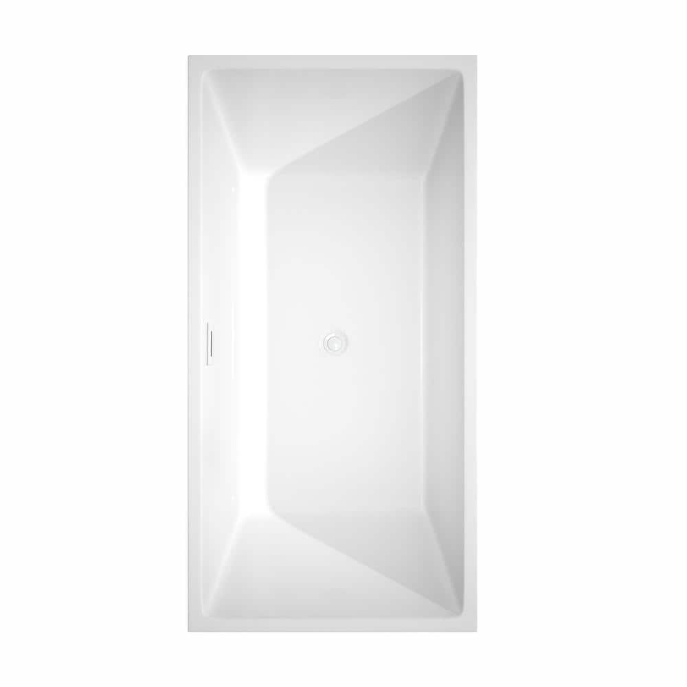 Wyndham Collection Sara 63 in. Acrylic Freestanding Bathtub with Shiny White Trim