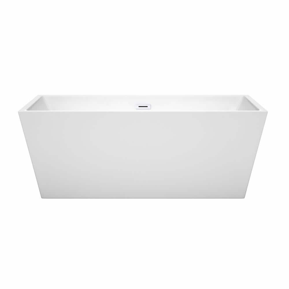 Wyndham Collection Sara 63 in. Acrylic Freestanding Bathtub with Shiny White Trim