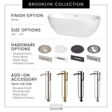 Wyndham Collection Brooklyn 60 in. Acrylic Freestanding Bathtub in White with Shiny Trim