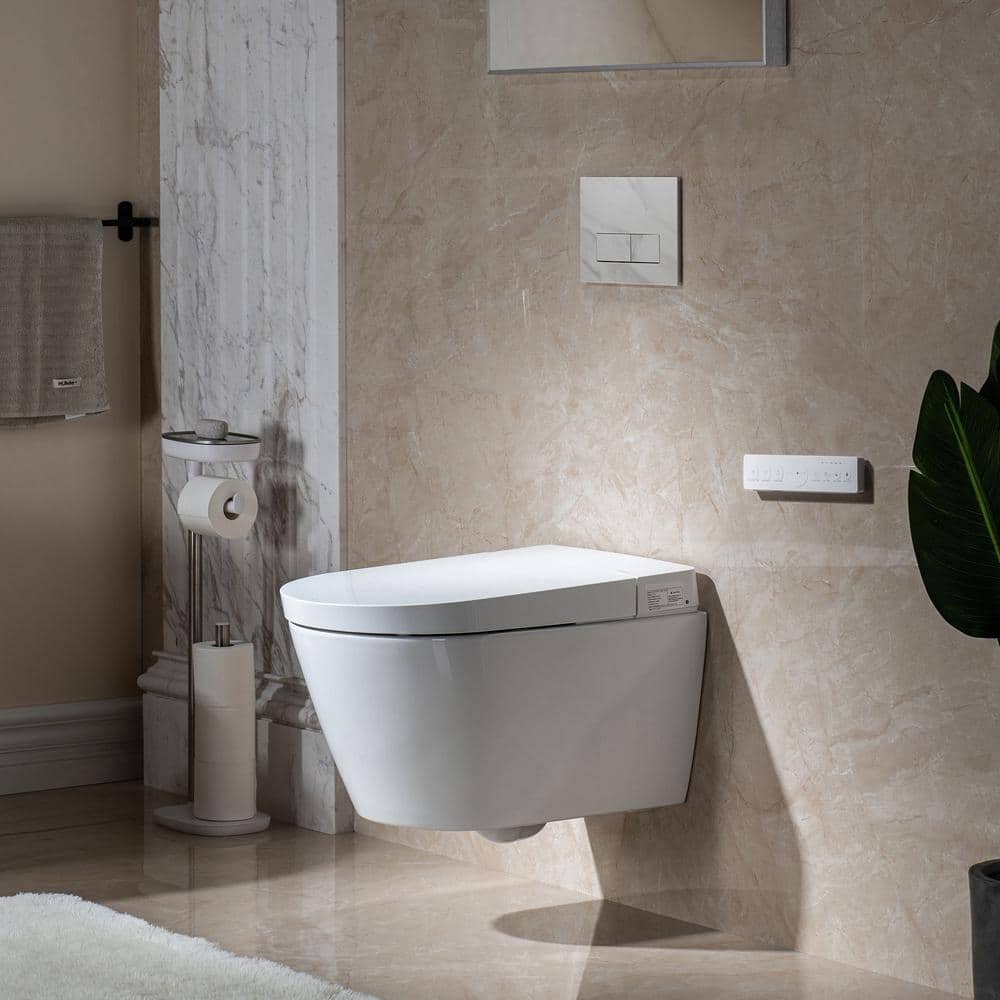 WOODBRIDGE Smart Wall Hung Toilet with Concealed Tank and Marble Stone Flush Plates