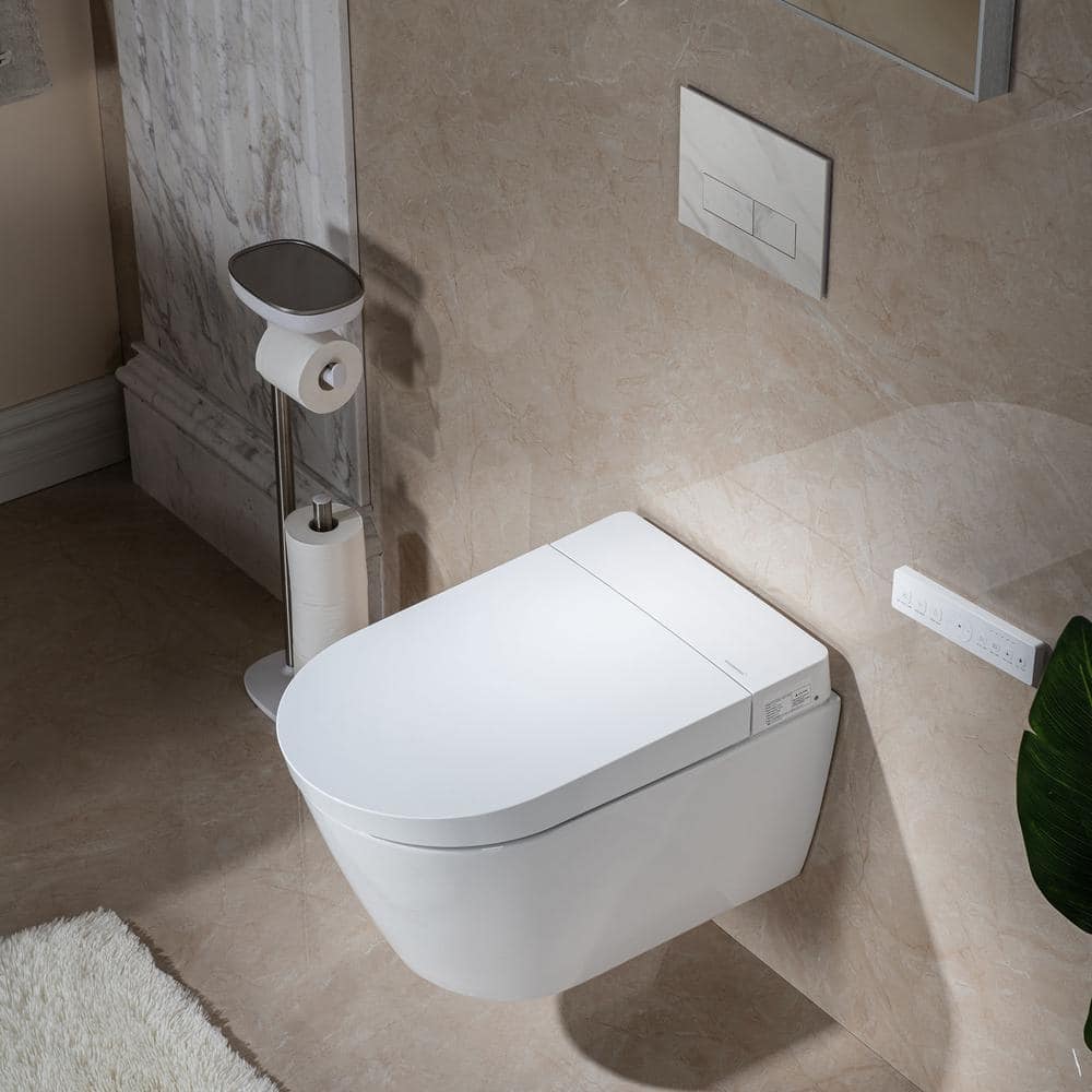 WOODBRIDGE Smart Wall Hung Toilet with Concealed Tank and Marble Stone Flush Plates