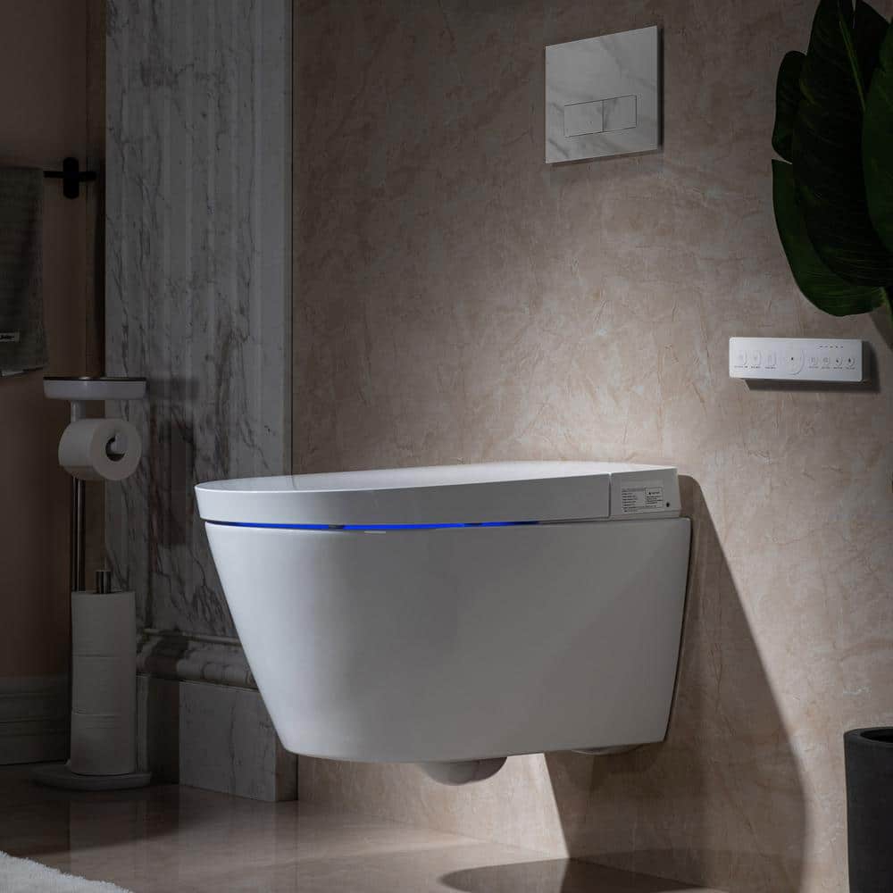 WOODBRIDGE Smart Wall Hung Toilet with Concealed Tank and Marble Stone Flush Plates