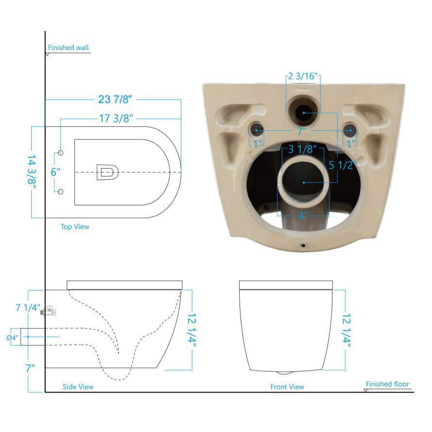 WOODBRIDGE Smart Wall Hung Toilet with Concealed Tank and Marble Stone Flush Plates