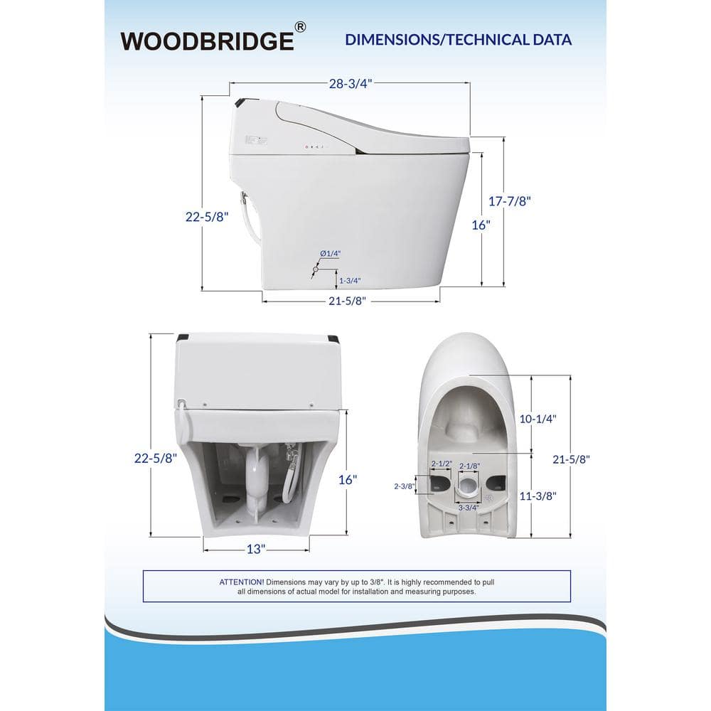 WOODBRIDGE Venezia Intelligent Elongated Smart Bidet Toilet with Auto Features