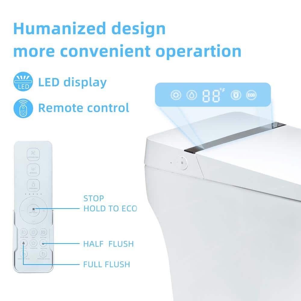 WOODBRIDGE Nutley Dual Flush Smart Bidet Toilet 1.28 GPF in White with Auto Features