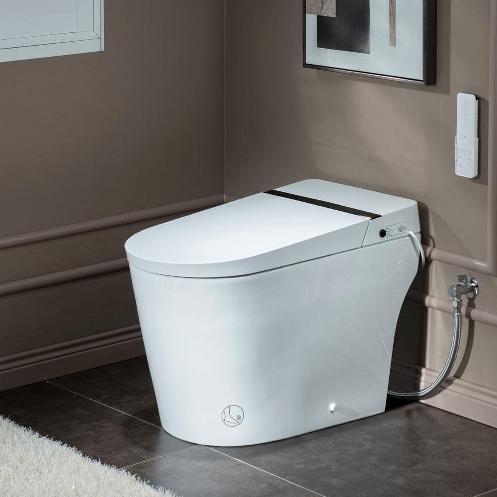 WOODBRIDGE Nutley Dual Flush Smart Bidet Toilet 1.28 GPF in White with Auto Features