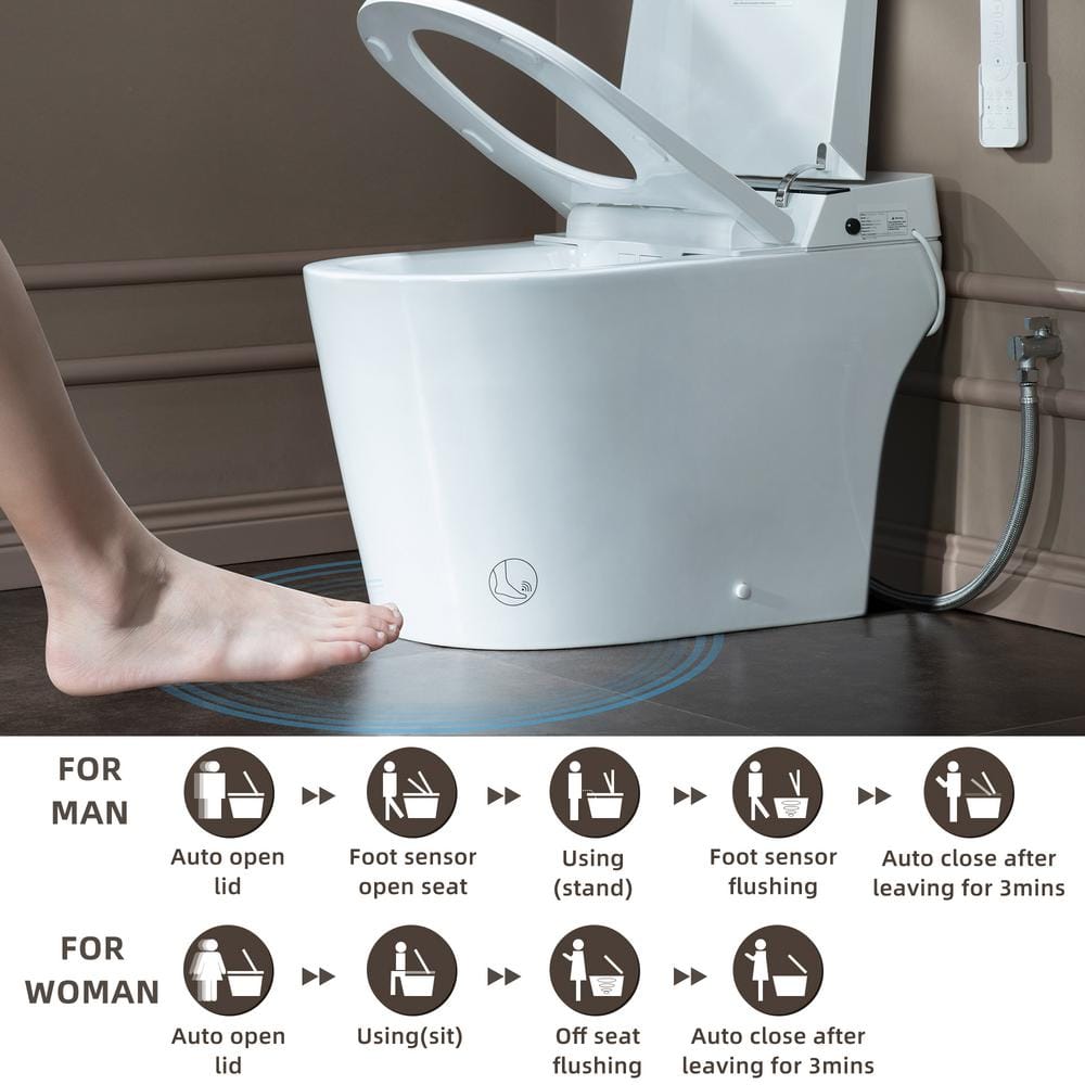 WOODBRIDGE Nutley Dual Flush Smart Bidet Toilet 1.28 GPF in White with Auto Features