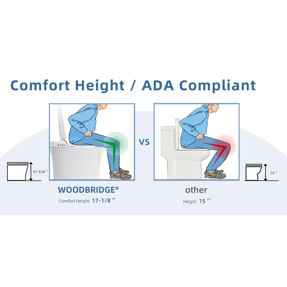 WOODBRIDGE Smart Bidet Toilet with Auto Flush and Foot Sensor Operation