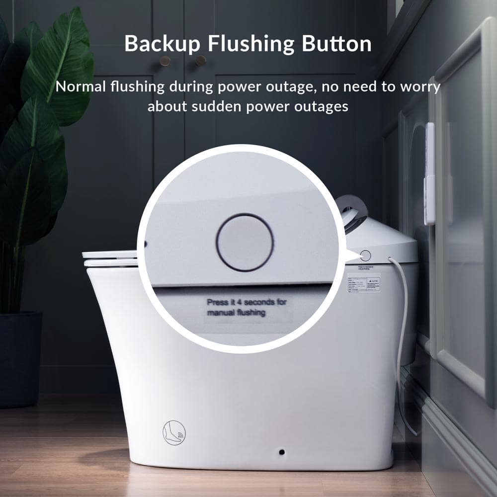 WOODBRIDGE Intelligent Comfort Height Dual Flush Elongated Toilet, White