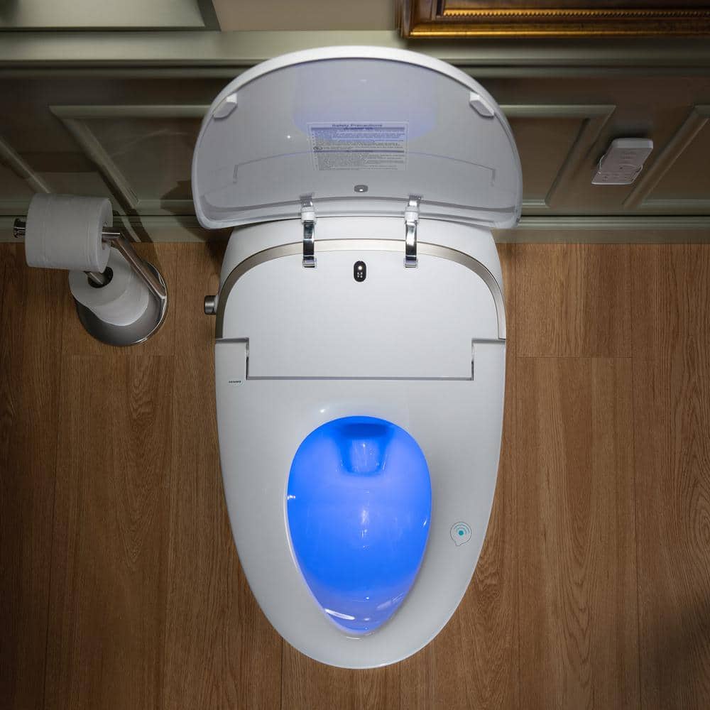 WOODBRIDGE Intelligent Comfort Height Dual Flush Elongated Toilet, White