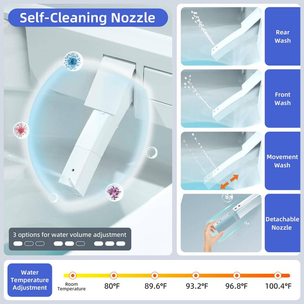 WOODBRIDGE Elongated ADA Smart Bidet Toilet 1.1/1.6 GPF, White, Auto Features