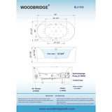 WOODBRIDGE 59 in. Acrylic Freestanding Whirlpool & Air Bath Tub with Inline Heater, Drain and Overflow, White