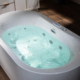 WOODBRIDGE 59 in. Acrylic Freestanding Whirlpool & Air Bath Tub with Inline Heater, Drain and Overflow, White