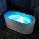 WOODBRIDGE 59 in. Acrylic Freestanding Whirlpool & Air Bath Tub with Inline Heater, Drain and Overflow, White