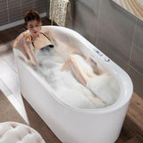WOODBRIDGE 59 in. Acrylic Freestanding Whirlpool & Air Bath Tub with Inline Heater, Drain and Overflow, White