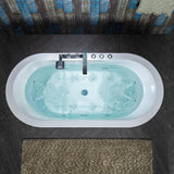 WOODBRIDGE 67 in. Acrylic Flatbottom Whirlpool & Air Bathtub with Inline Heater, Tub Filler, Drain and Overflow – White