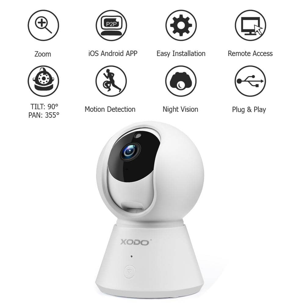 Xodo Smart Home Wireless Wi-Fi Security Camera for Dog/Pet/Nanny 1080p HD Baby Monitor Color Night Vision, Sound Detection