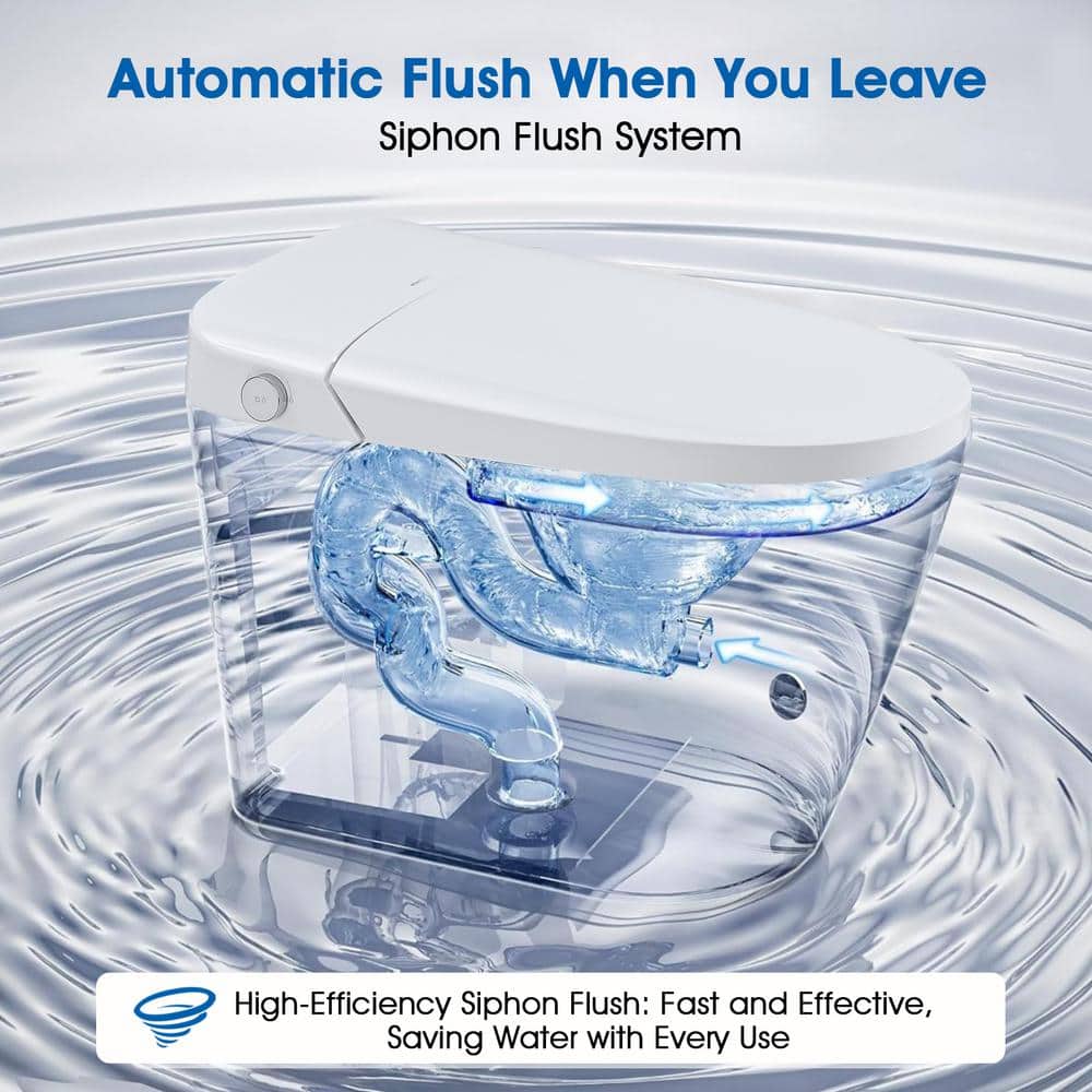 YASINU Tankless Elongated Electric Smart Toilet with Adjustable Bidet Seat, Auto 1.1/1.6 GPF