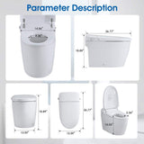 YASINU Tankless Elongated Electric Smart Toilet with Adjustable Bidet Seat, Auto 1.1/1.6 GPF