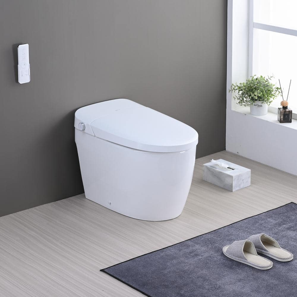 YASINU Tankless Elongated Electric Smart Toilet with Adjustable Bidet Seat, Auto 1.1/1.6 GPF