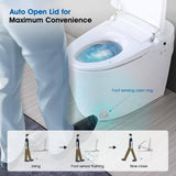 YASINU Tankless Elongated Electric Smart Toilet with Adjustable Bidet Seat, Auto 1.1/1.6 GPF